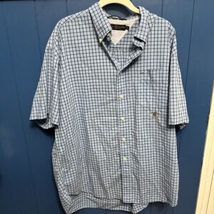 Tommy Hilfiger Golf Blue Multi Plaid Short Sleeve Button Down Shirt Size XL